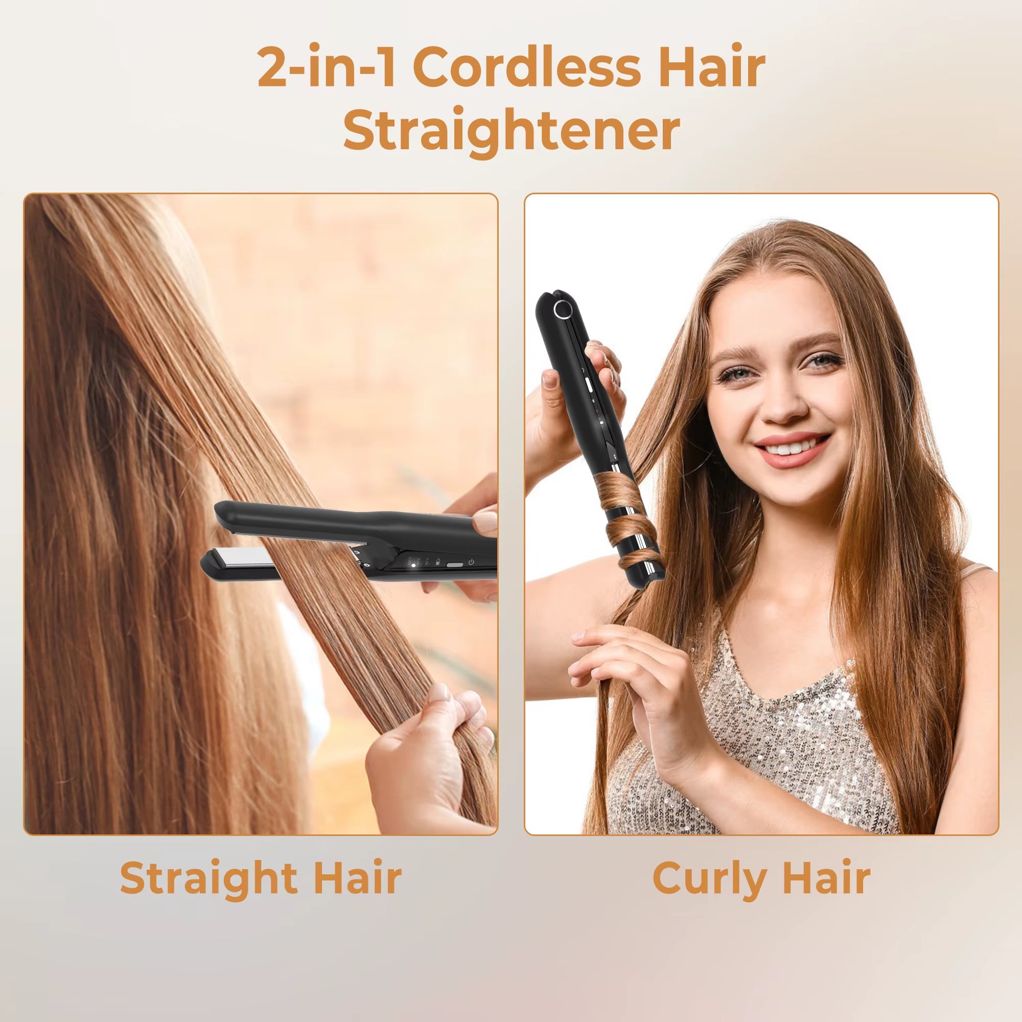 Wireless Hair Straightening Brush Men Quick Beard Straightener Hair Style Comb Multifunctional Cordless USB Charging